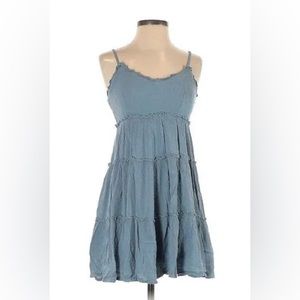 Sim & Sam Dusty Blue spaghetti adjustable strap mini dress NWT